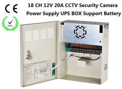 CCTV Camera 12V DC 18Channel 20A UPS Box Power Supply Support Battery CE ROHS