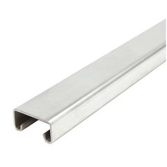 Single Channel Strut, Solid, 304 Stainless Steel, Polished, None Hole Size,
