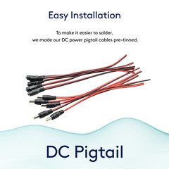 DC Power Pigtail Cable Wire Plug 18AWG 2.1mm x 5.5mm 12V 5A Male & Female Lot