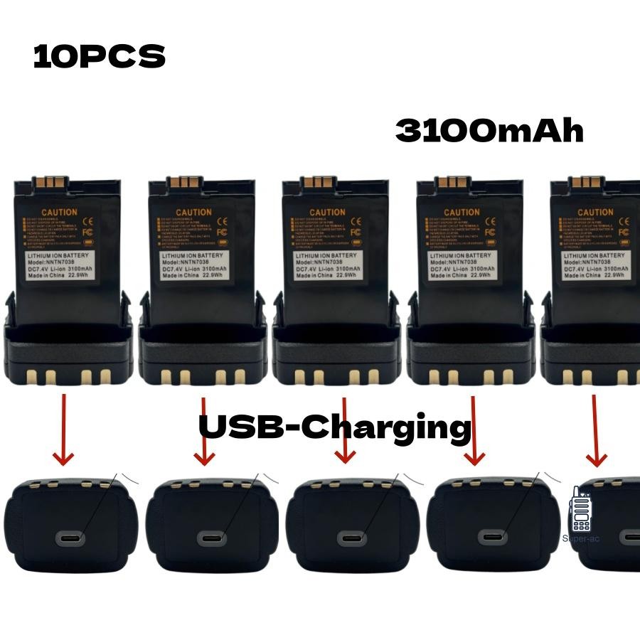 Lot/10 NNTN7038 3100mAh USB-C Li-ion Battery For APX6000 APX7000 APX8000 Radios