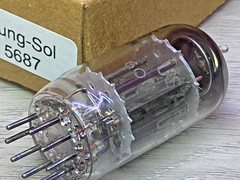 Tung-Sol U.S.A 5687WA Vacuum Tube Bronze Plate O Getter Copper Post Tested 100%+