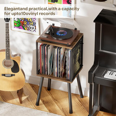 Simple Trending Record Player Stand, Storage up to 100 Albums, Vinyl Record Hold
