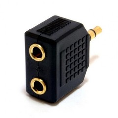 1 Male to 2 Female Gold Plated 3.5mm Y Audio Splitter Headphone Adapter Black Y