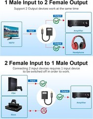 Optical Audio Splitter 1 in 2 Out Toslink Optical Audio Adapter Male to Female