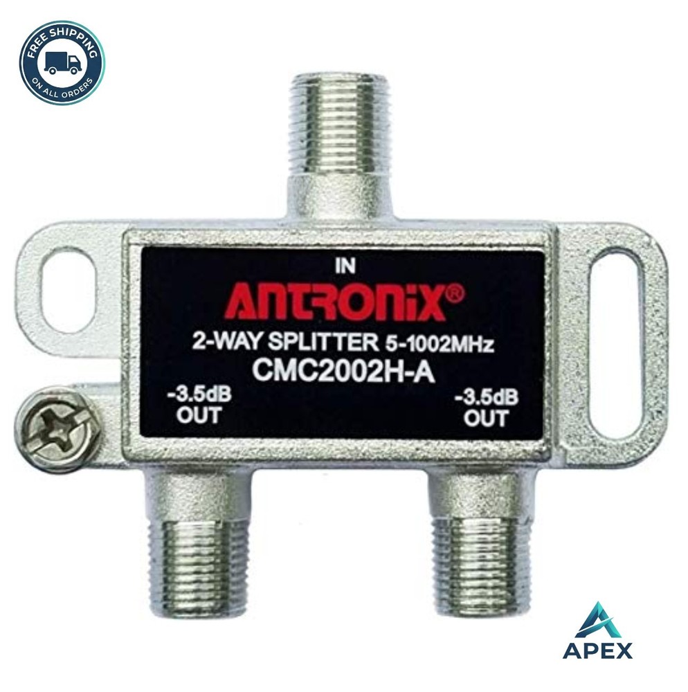 2 Way Coax Splitter 5-1002 MHz 3.5dB Horizontal for Cable TV Internet