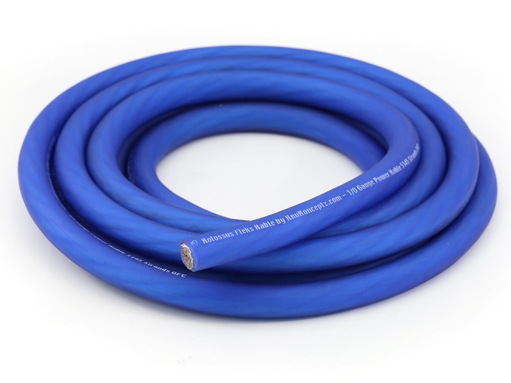 KnuKonceptz Kolossus OFC Power Ground Battery Wire 8 Gauge AWG Cable Blue 50Ft
