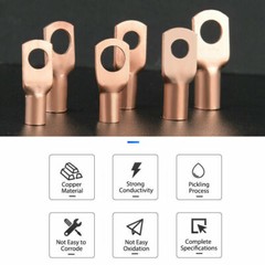 140/240X Battery Cable Lug Tinnrd Copper Ring Crimp Terminals Wire Connector Kit