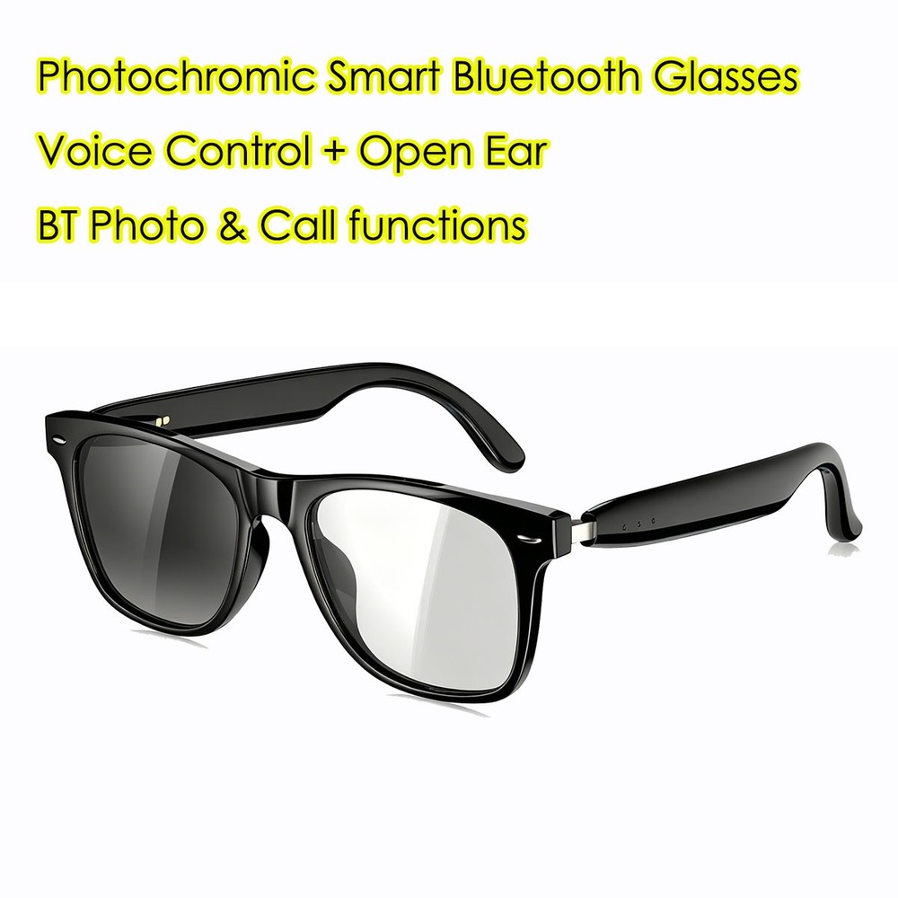 2-in-1 Photochromic Bluetooth Smart Glasses Sunglasses 6.0 Speaker Calls & Music