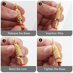WG-3333 24k Gold Plated Speaker Banana Plugs-Closed Screw Type (6 Pairs (12 P…