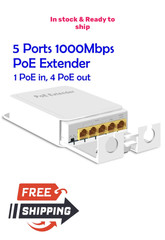 Outdoor POE Extender 5-Port Poe Extender 1 in 4 out for IP Camera and CCTV