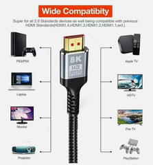 NEW 1.5m HDMI 2.1Cable 8K 60Hz 4K 120Hz 3D HDR 48Gbps HiFi eARC Dolby FREE SHIP