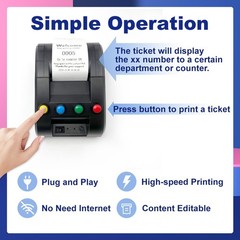 Multi Window Wireless Queue Call System – 1 Display+4 Button+1 Numbering printer
