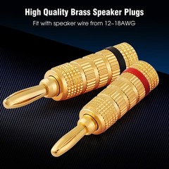 WG-3333 24k Gold Plated Speaker Banana Plugs-Closed Screw Type (12 Pairs (24 …