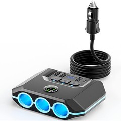 Car Cigarette Lighter Socket 3 USB Charger Splitter Outlet Power Adapter 12V-24V