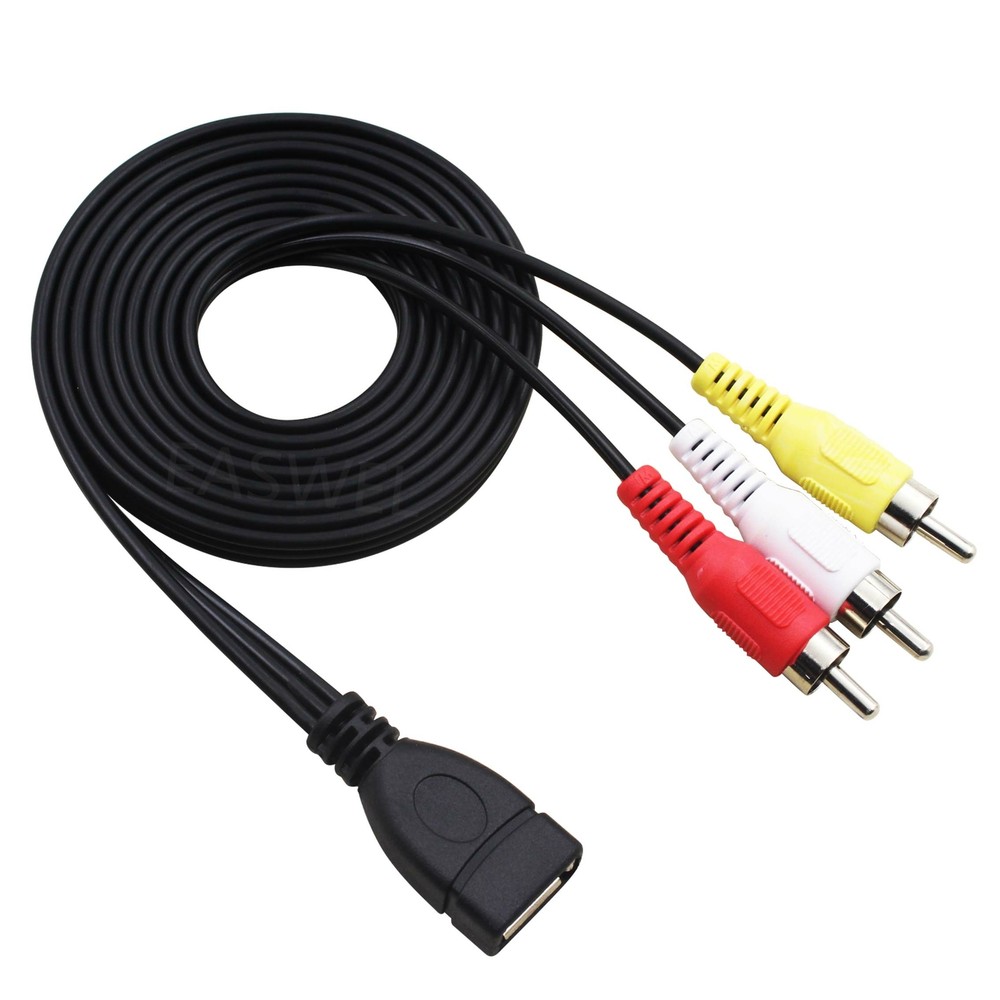 USB 2.0 A Female to 3 RCA Male Audio Video AV Adapter Cables for PC TV