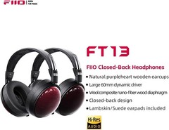FiiO FT13 Audiophile Closed-Back Headphones, 60mm Large Dynamic Driver (Purple)