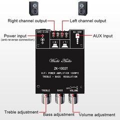1Set ZK-1002T Bluetooth 5.0 TPA3116 2 CH 2*100W Digital Audio Amplifiers Module