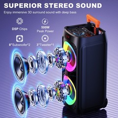 Large Sound Speaker with 2 Mics Bluetooth for Outdoor Events & Birthday Party