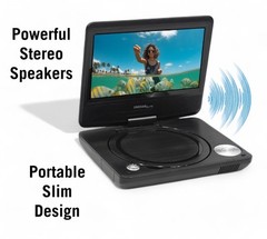 Proscan Elite Portable 7″ Swivel Screen DVD Player SD Card Slot 2.5 Battery BLK