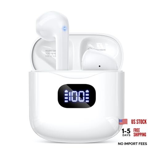 Wireless Earbuds Bluetooth 5.3 Headphones, 40Hrs Playback Stereo Ear A-White
