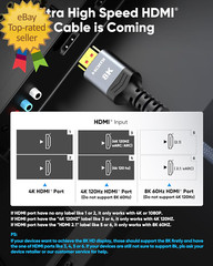 High Speed 8K 60Hz HDMI Cable 3.3FT/1M, 2.1 48Gbps HDMI Braided