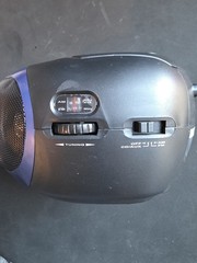 Tyler TAU101-BL CD Boombox AM/FM Radio Aux In Headphone Jack Black/Blue