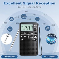 AM FM Radio Portable, Easy to Use AM FM Pocket Radio with LCD Screen, Loud