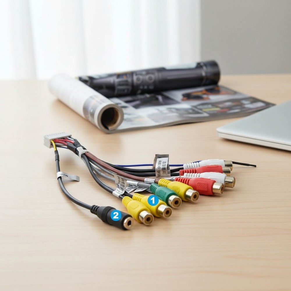 High-Quality 20PIN RCA Audio/Video Cable with 16pin Power Socket Compatibility