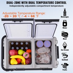 VEVOR Portable Car Refrigerator Freezer Compressor 50 L Dual Zone for Home Car