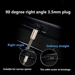 3.5mm Male to Male AUX Cable Cord L-Shaped Right Angle Car Audio Headphone Jack