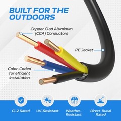 Outdoor Alarm Cable Solid 500ft CL2 Rated 22/2 AWG CCA Security