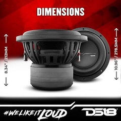 DS18 ZXI10.2D High Excursion 10″ Car Subwoofer 1600 Watts DVC 2-Ohms, 4 Magnets