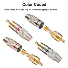 RCA Male Plug Solderless Gold Audio Adapter Speaker With Solderless Installation