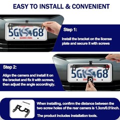 Universal Car Rear View Camera License Plate Bracket, Premium Backup Camera Lice