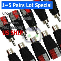 Speaker Wire cable to Audio Male RCA Connector Adapter Jack Plug Lot
