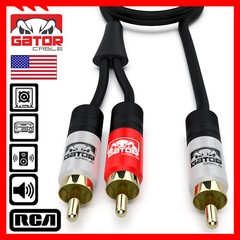 2 RCA to 1 RCA Male Subwoofer Audio Splitter Y Cable Stereo Bass Bi-Direction
