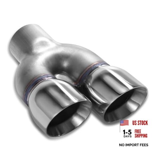 Dual Exhaust Tip 2.25 Inch Inlet 3″ Dual Outlet 8.5″ 2.25″ x 3″ x 8.5″ (Left)