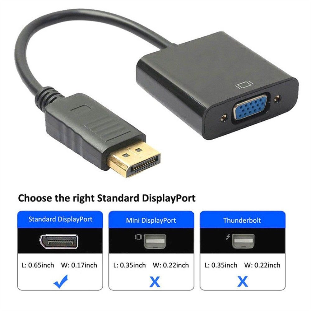 Black DisplayPort DP Male to VGA Female Converter Adapter Cable for PC Laptop