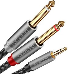 3.5mm 1/8″ TRS to Dual 6.35mm 1/4″ TS Mono Stereo Y-Cable Splitter Cord