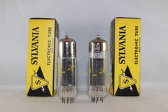 2 MINT MATCHED NIB Pair 1950s Sylvania 6CZ5 BLACK Plate TEST Amplitrex 113%+ NOS