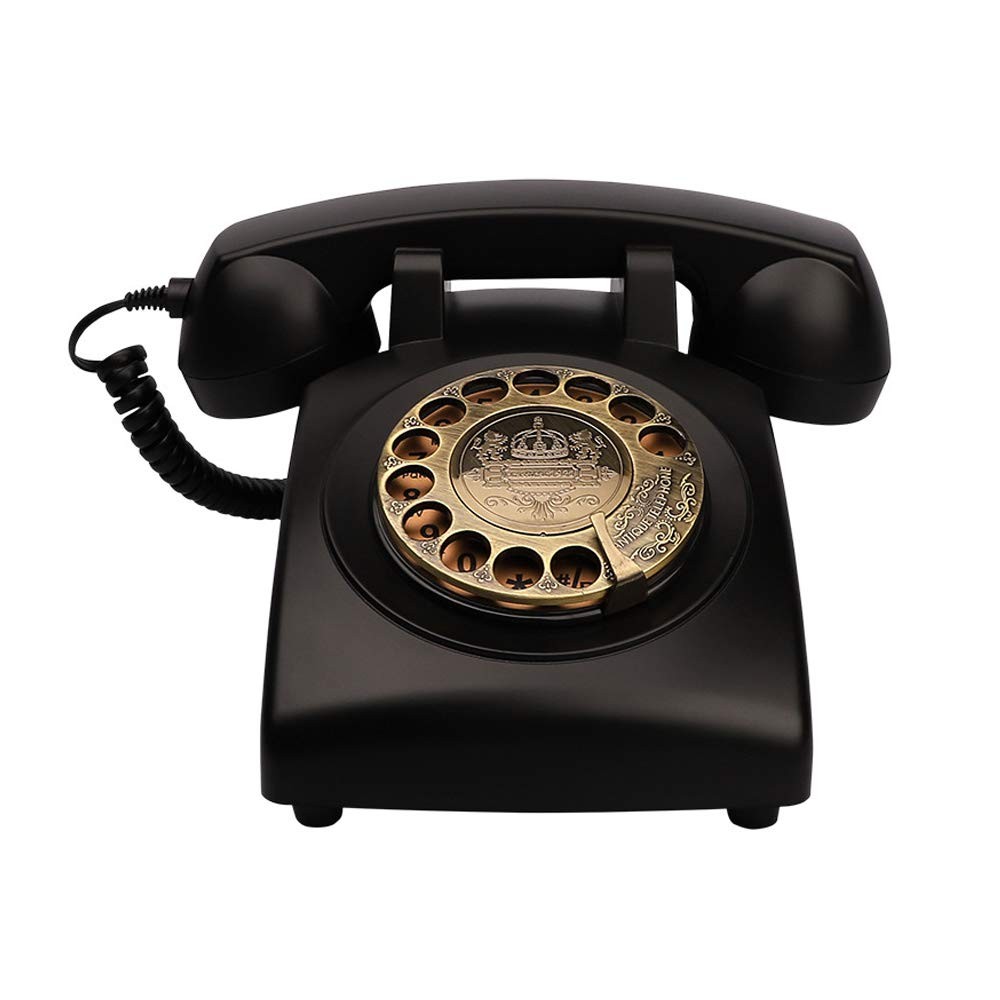 TelPal Corded Telephone Antique Rotary Dial 8008-Black Vintage Home Office Decor