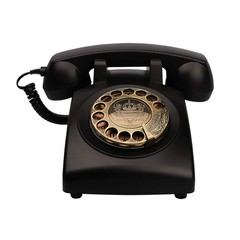 TelPal Corded Telephone Antique Rotary Dial 8008-Black Vintage Home Office Decor