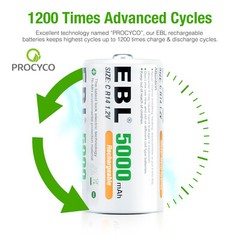 Lot EBL C D Size Cell Rechargeable Batteries AA AAA Battery / 1.2V C D Charger