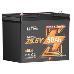 Refurbished LiTime 24V 50Ah TM Bluetooth LiFePO4 Lithium Battery For Marine Boat