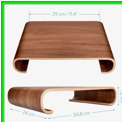 Walnut Wood Desktop Monitor Stand for Organized Viewing