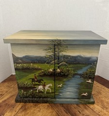 Hand Painted Hunt Scene CD Cabinet + 32 CDs (Mariah Carey, Santana,George Jones