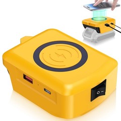 For Dewalt 20V Batteries Wireless Charger Adapter W/2-Port USB Type-C Port