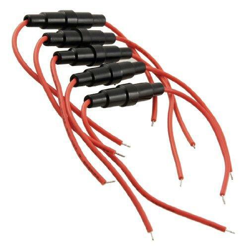uxcell A11101300ux0008 5 x 20 mm AGC Fuse Holder Inline Screw Type W 22 AWG Wire