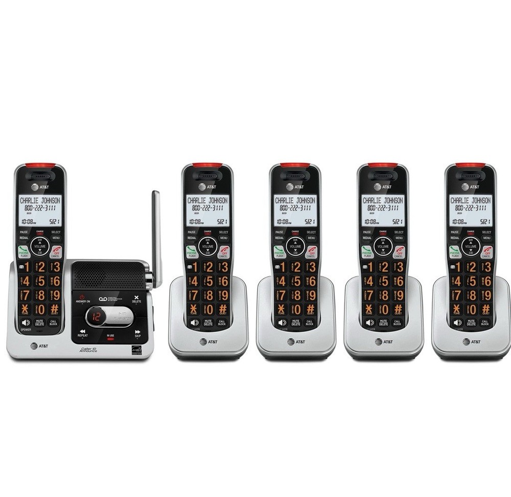 AT&T BL102-5 DECT 6.0 5-Handset Cordless Phone for Home with Answering Machine,
