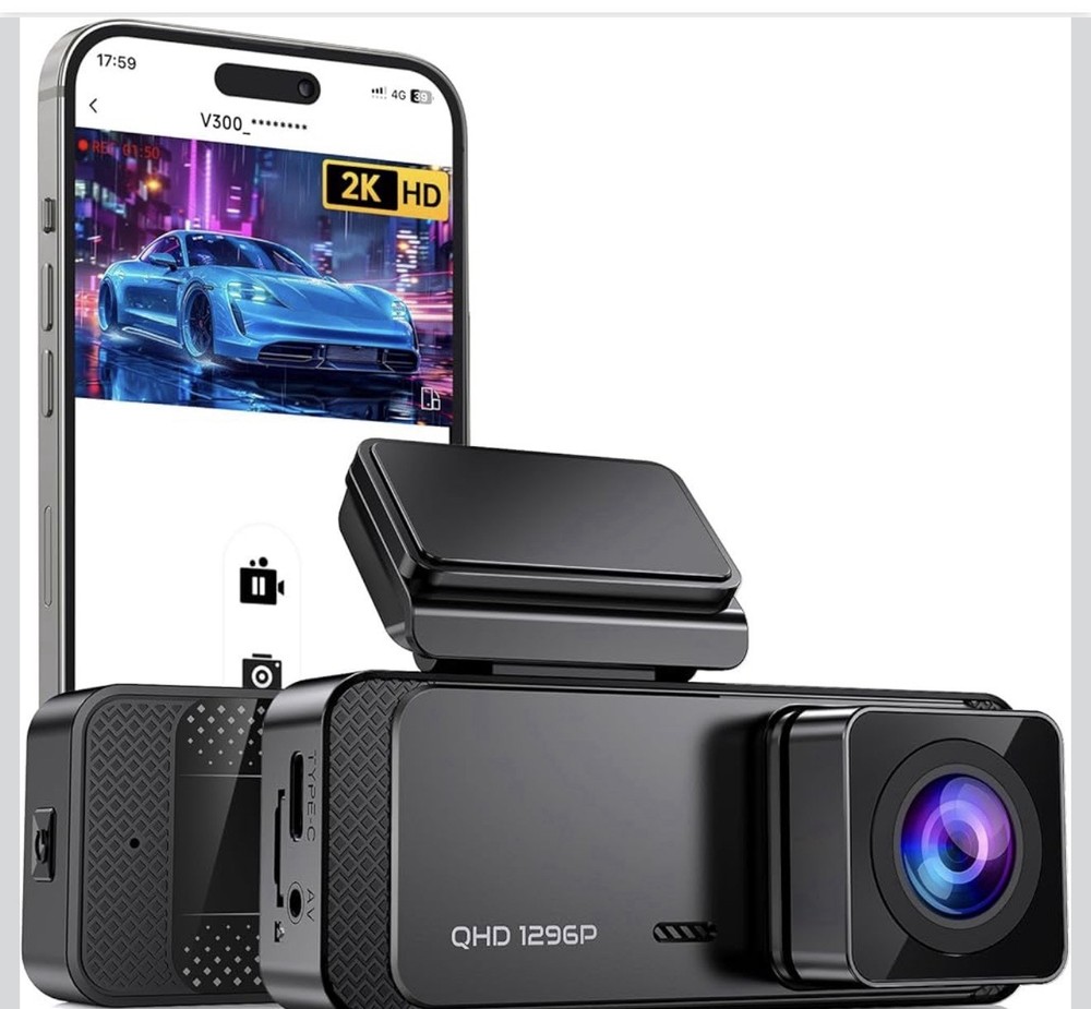Veement V300 Black 256GB Support Full HD Front & Rear WiFi Dash Camera Cars